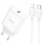Адаптер HOCO 220V  C104A Plus 20W Fast Charging USB Type C to Lightning/Apple