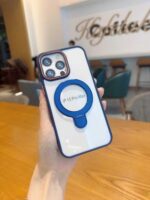 Калъф силикон MagStand Cover Прозрачен / Тъмносиня рамка / за iPhone 17 Pro Max