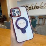 Калъф силикон MagStand Cover Прозрачен / Лилава рамка / за iPhone Air